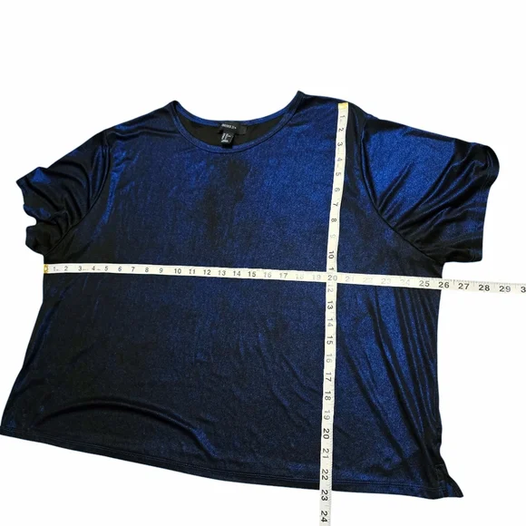 Forever 21 Blue Metallic Short Sleeves Shirt 3X - Picture 4 of 5